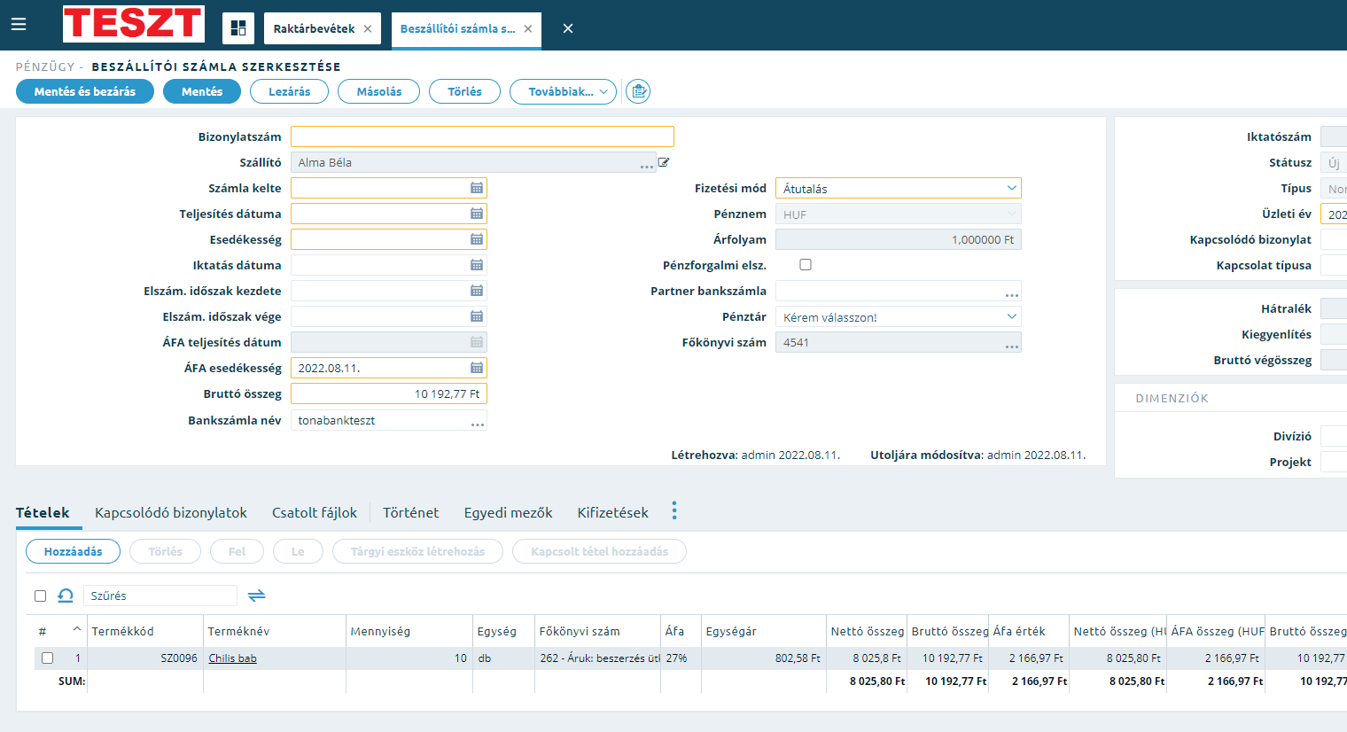 Smartfront ÁFD 5.12 > Beszállítói számla rögzítése folyamatleírás > új besz szla.png